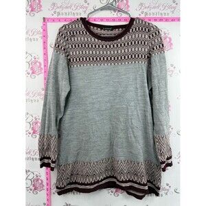 Dianna sweater chevron print knit Gray and Burgundy Patterned Sweater